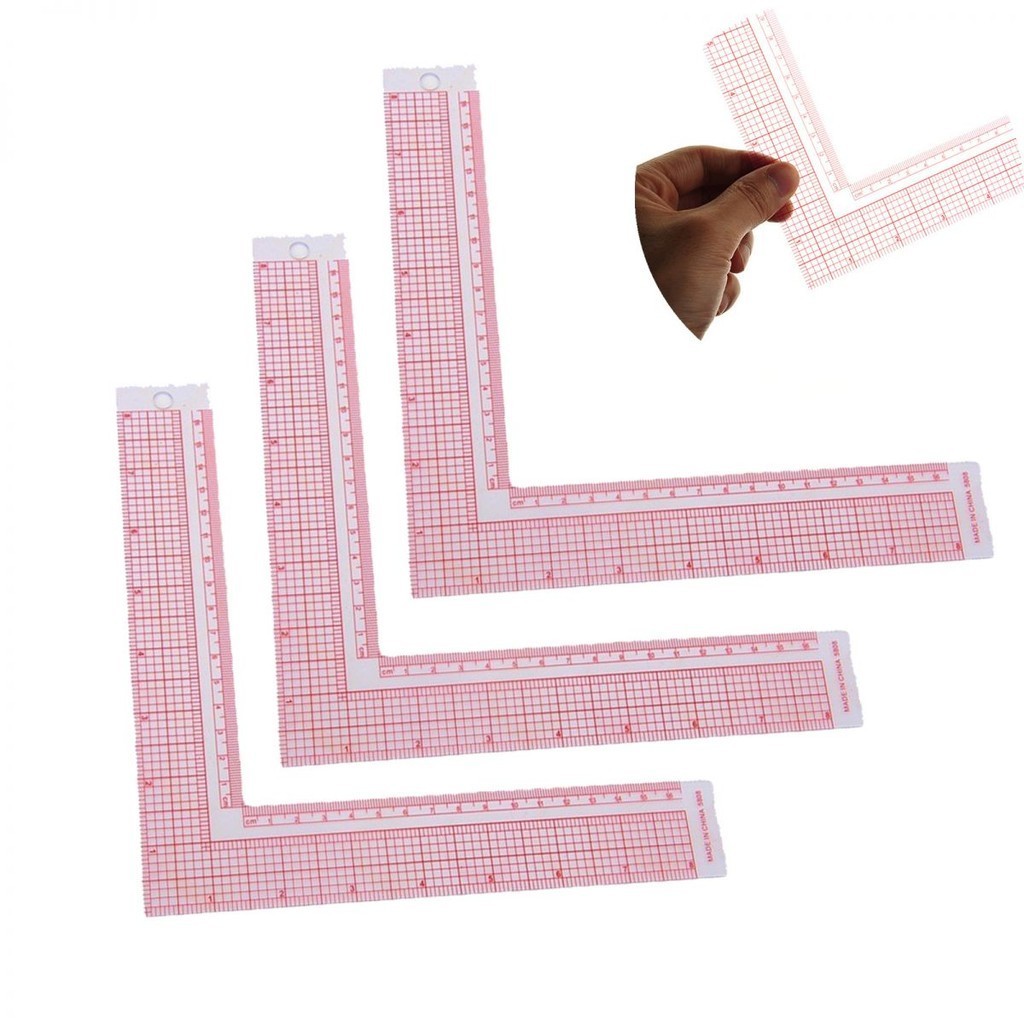 3pcs/pack Plastic L Shaped 8inch / 160mm Sewing Ruler Set for Drawing ...