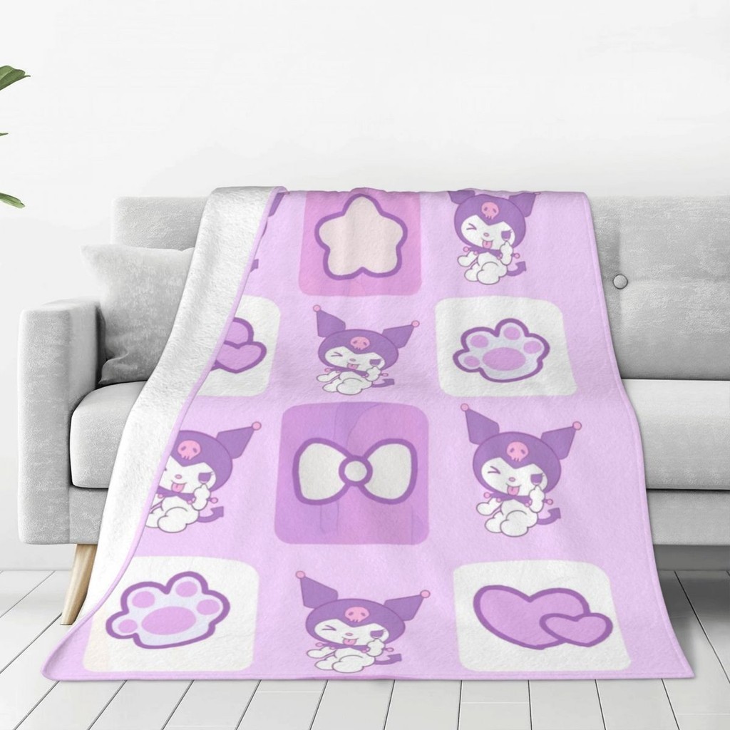 Sanrio Hello Kitty Kuromi Flannel Blankets Decorative Bedspread Lovely ...