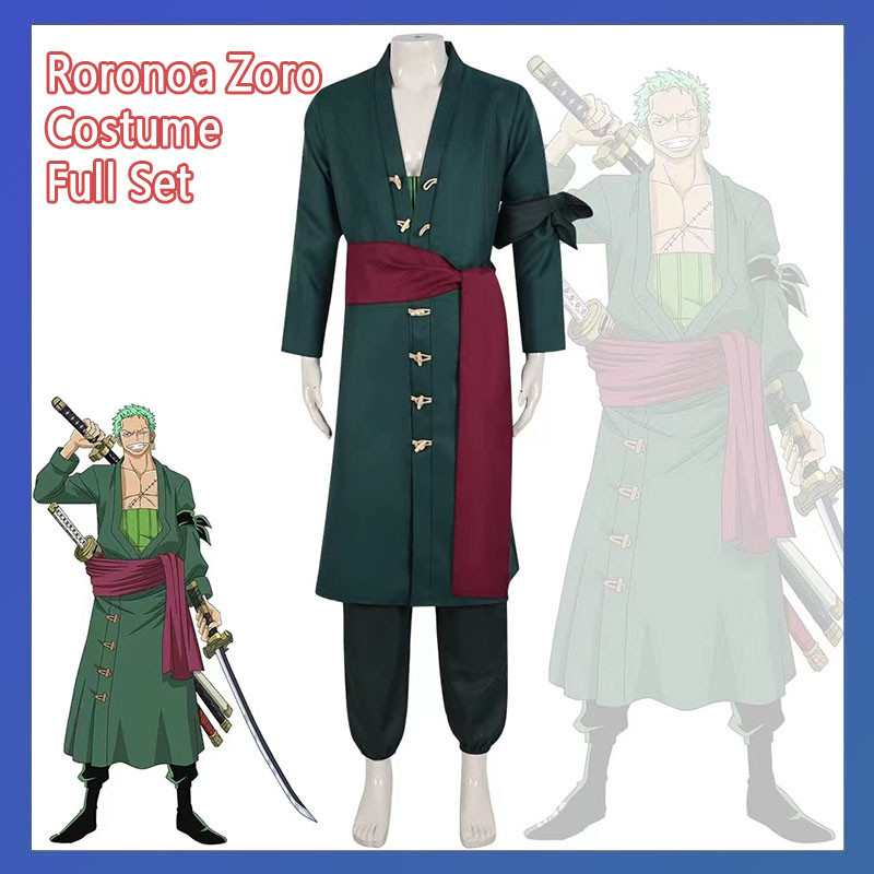 Full SetRoronoa Zoro Cosplay 2nd Costume Robe Playing Halloween Cloak ...