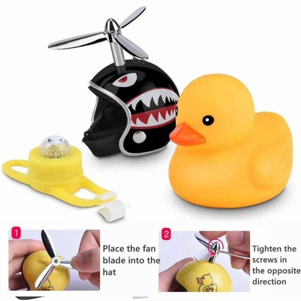 Rubber Duck Bicycle Horns Constant Flash Decoration Fixing Strap Handlebar