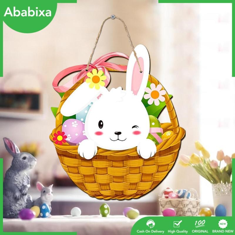 [Ababixa] Happy Easter Wooden Hanging Sign Rustic Bunny Welcome Sign ...