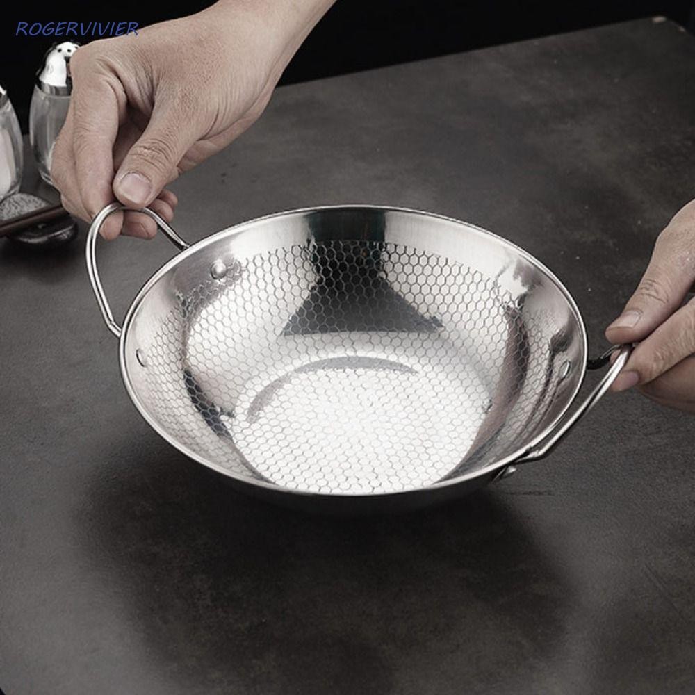 ROGERVIVIER Frying Cooking Pot, Honeycomb Pattern Stainless Steel ...