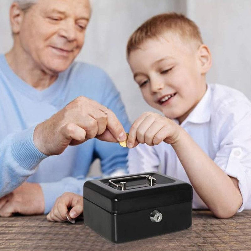 Uliekhy Money Lock Box Security Box Safe Lock Box Mini Metal Cash Box ...