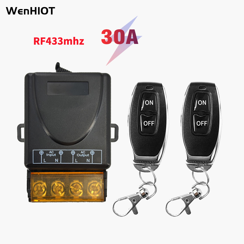30A Controller Remote control wireless switch 433MHz AC 220V 30A LED On ...