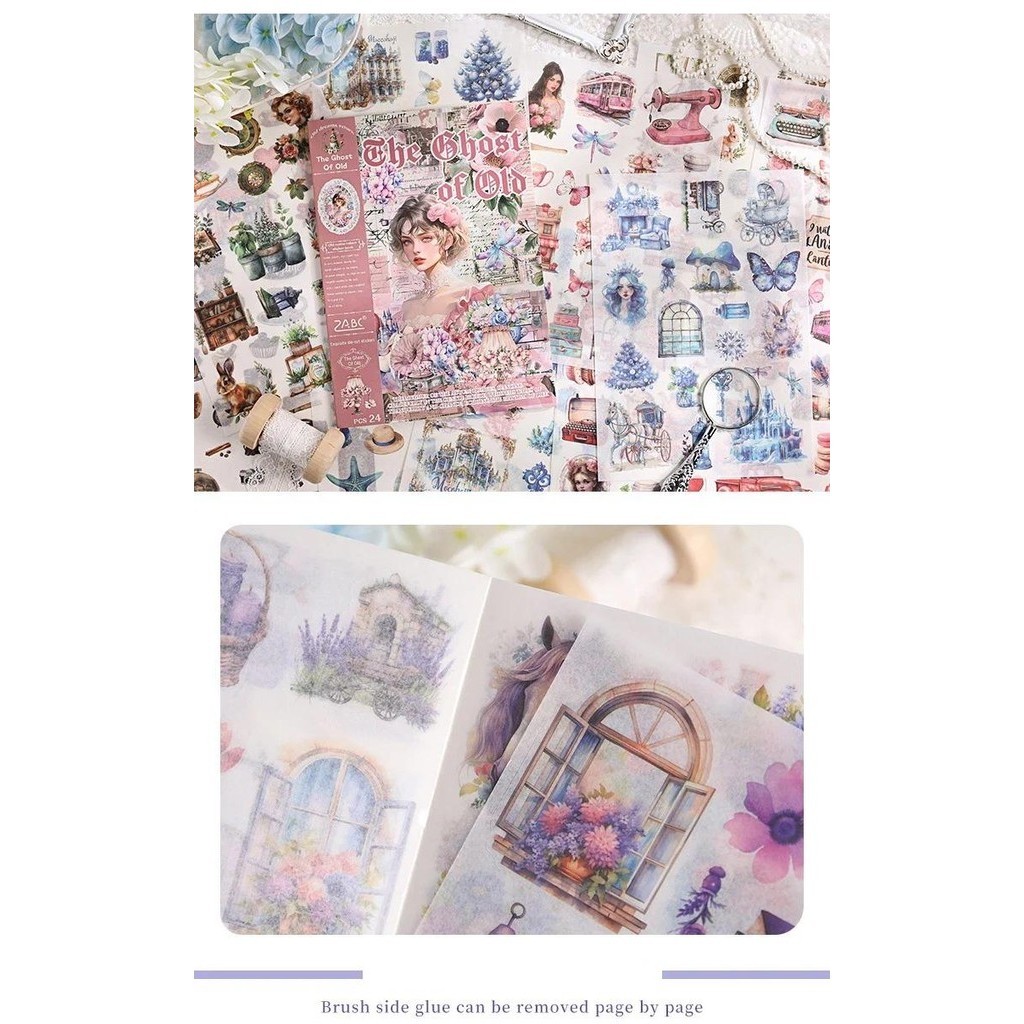 JIANWU Old Dream Return Series Vintage Flower Character Material ...
