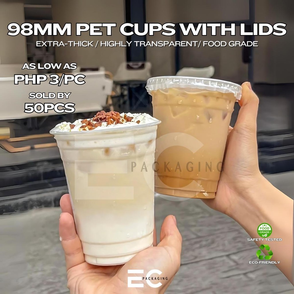 EC 50PCS CLEAR HARD CUP 98MM SCUP 12OZ 14OZ 16OZ 18OZ 20OZ 24OZ CUPONLY ...