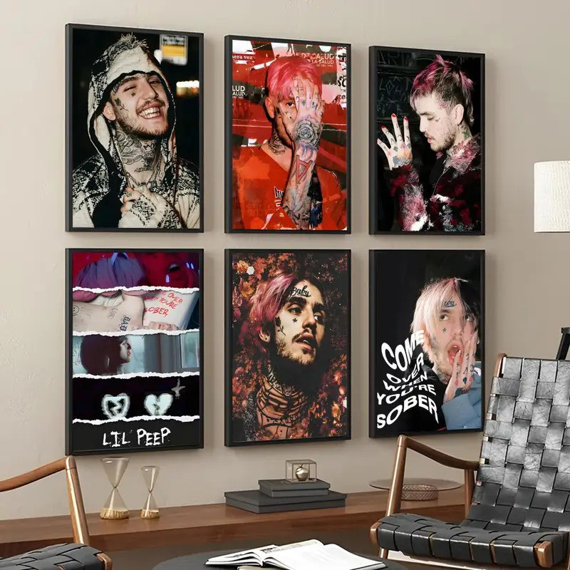 Classic Anime WhitePaper Poster Sticker Rapper Singer Lil Peep Living ...