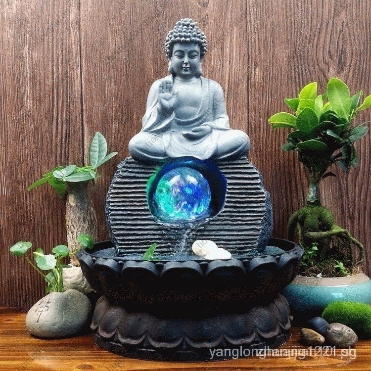 Buddha Water Ornaments Indoor Air Humidifie Waterfall Fountain Office ...