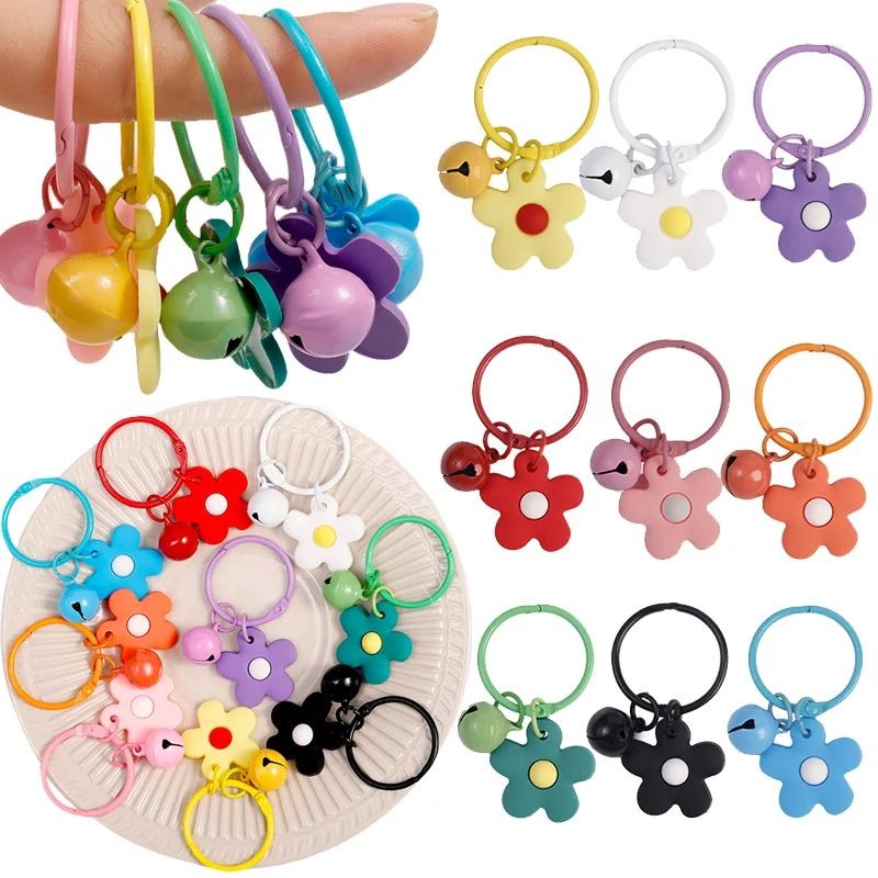 Korean Cute Sunflower Keyring - Multicolor Metal Keychain with Bell ...