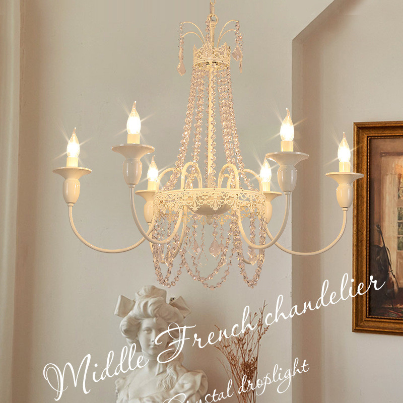 French Style Cream Wind Crystal Chandelier6American Style Living Room ...