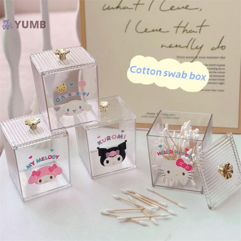YUMB Transparent Sanrio Swab Box Cute Girly Kuromi Melody Cinnamoroll ...