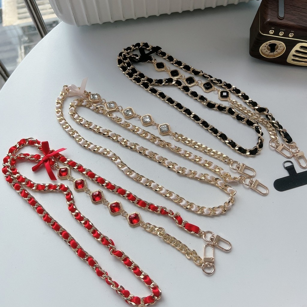 New High-grade Gem Ribbon Mobile Phone Chain Cross-body Long Small Bag ...