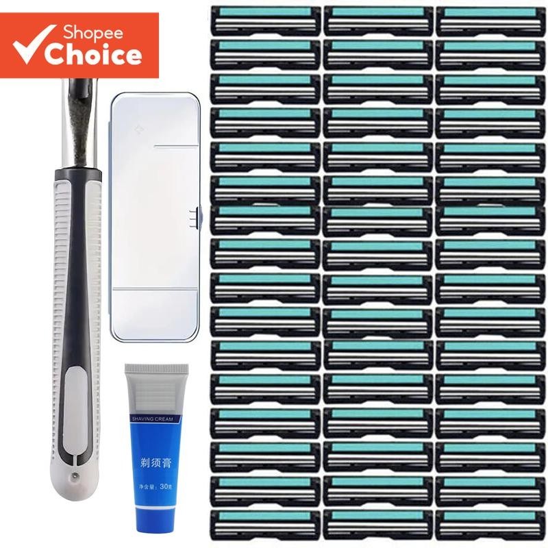 Manual Twin Blade Razor Set for Men with 1 Handle, 48 Refills and ...