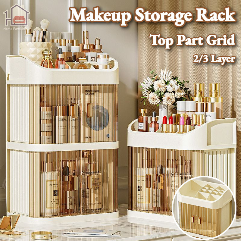 3 Tier Makeup Storage Organizer with Drawers Desktop Cosmetic & Jewelry ...