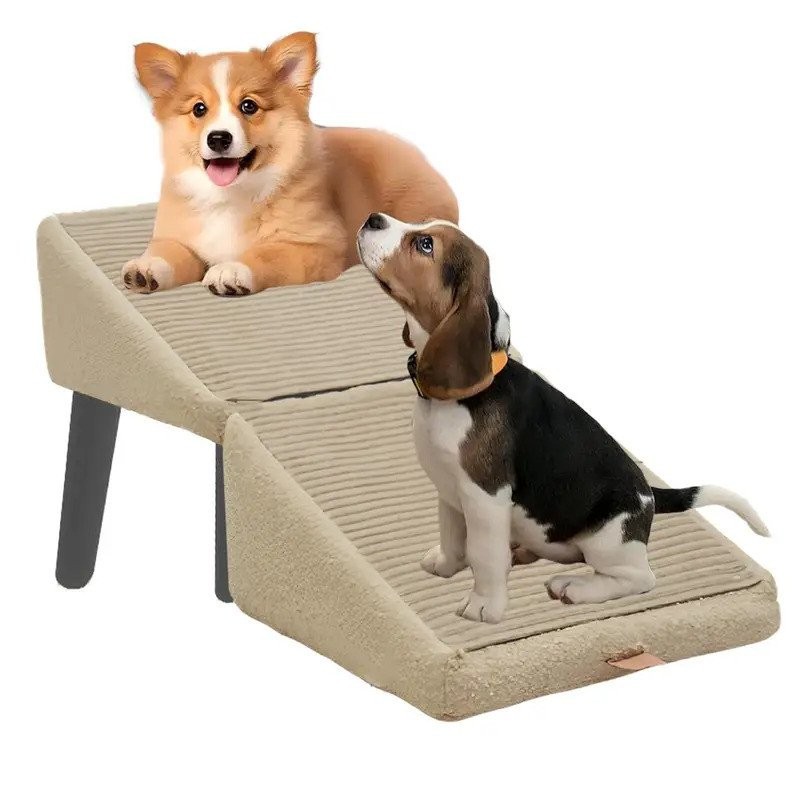 Split Dog Staircase Safety Ramp DualPurpose Folding Wooden Footstool ...