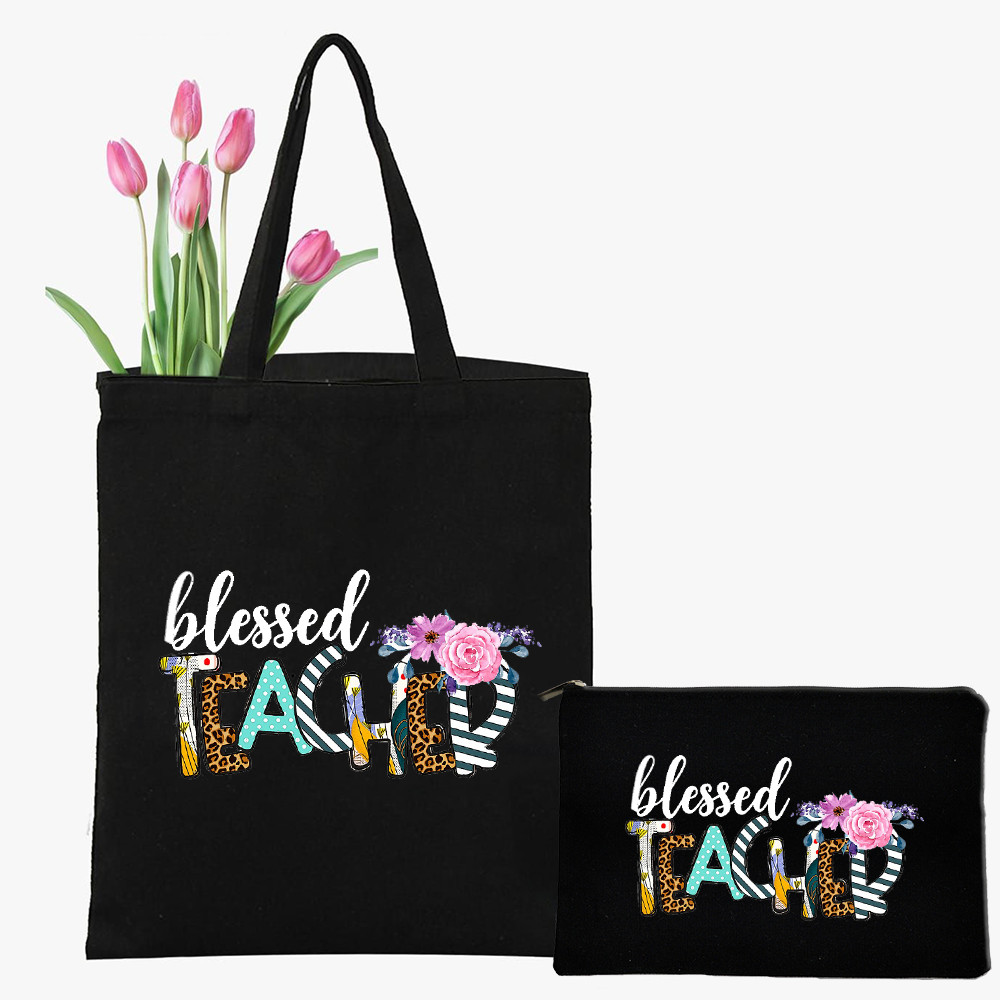 Teacher Appreciation Gifts Canvas Tote Bag with Makeup Teacher Gifts ...