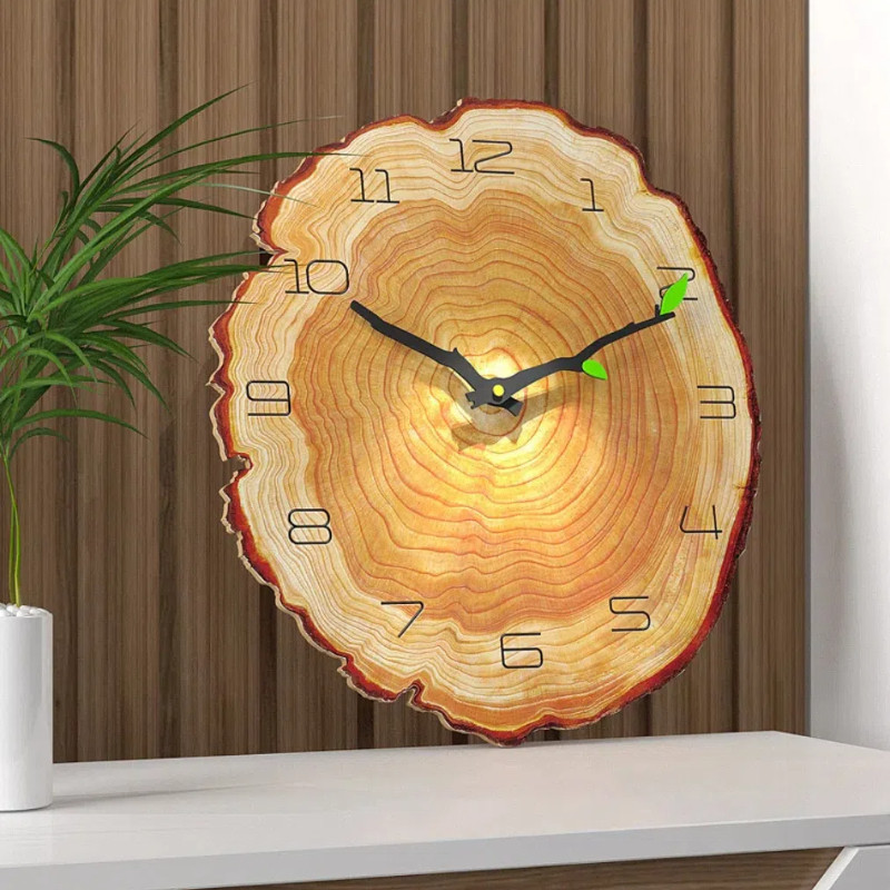 Japanese Style Wood Grain Annual Ring Silent Quartz Clock, 12 Inch ...