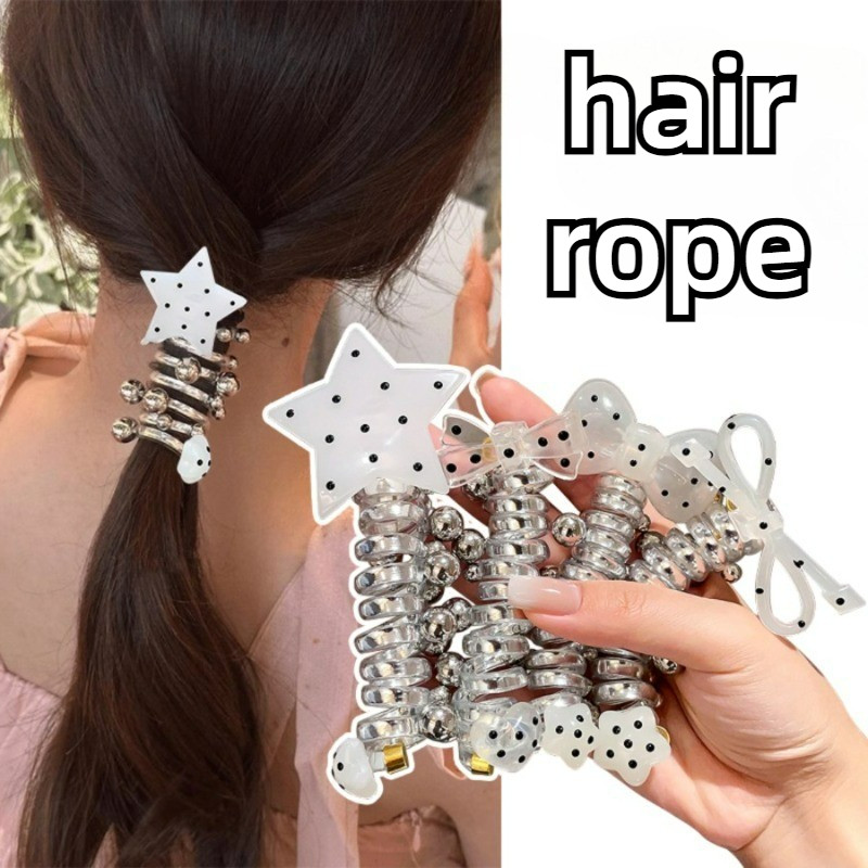 Korean Fashion Cute Rabbit Bow Hair Ring Telephone Line Hair Rope Hair ...