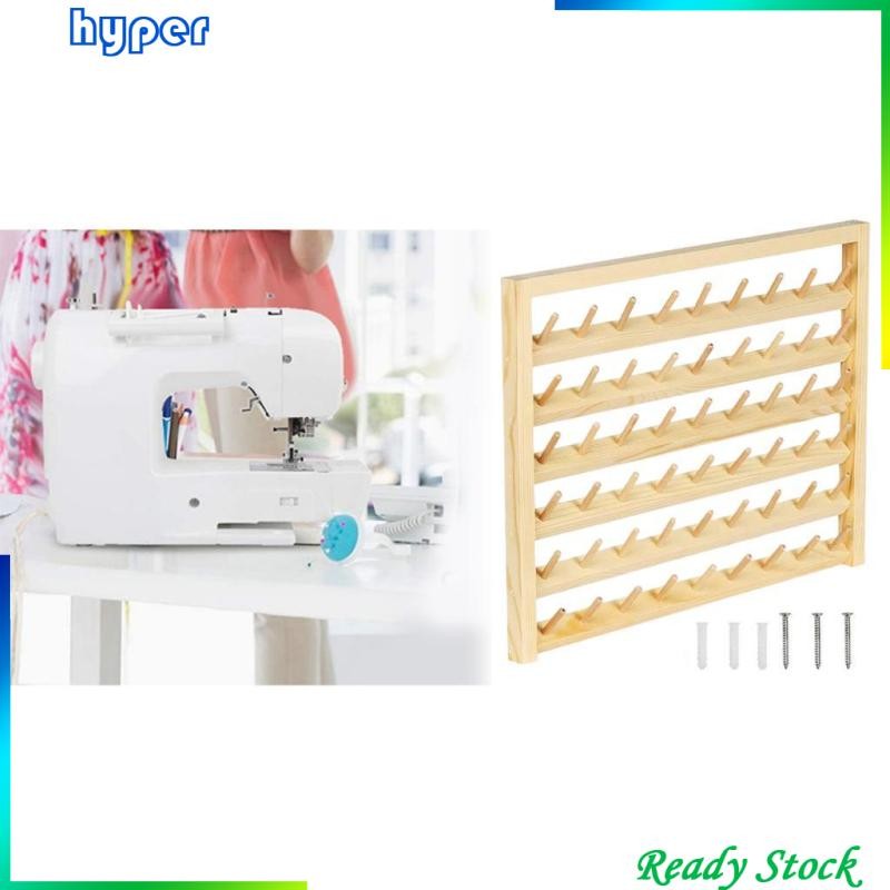 [ 54 Spools Thread Rack Foldable Wood Holds Organizer Wall Mount Cone
