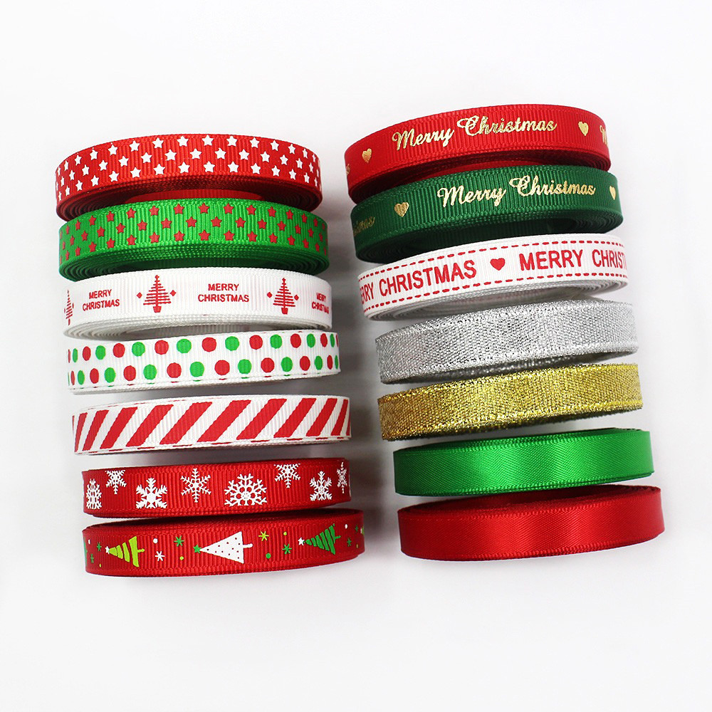 Christmas Grosgrain Ribbon, 3/8 Inch, 5/10 Yards Total, Red Green White ...