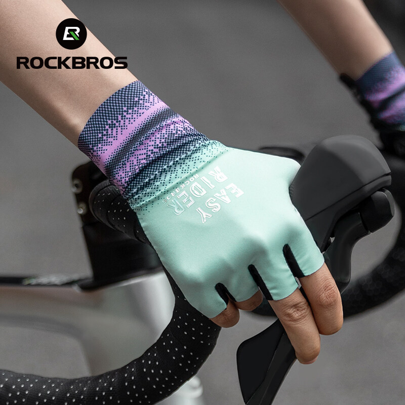 ROCKBROS 1 Pair Half Finger Cycling Gloves Women Breathable Elastic Non ...