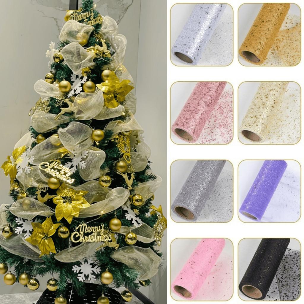 15cm*10yards Multicolor Glitter Tulle Rolls Sequin Tulle Organza DIY ...