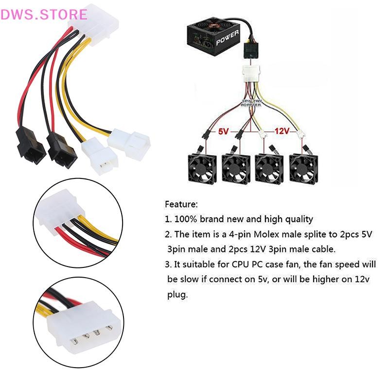 DWS PC 4Pin Molex/IDE to 3Pin CPU/Chasis/Case Fan Power Cable Adapter Connector HOT Shopee
