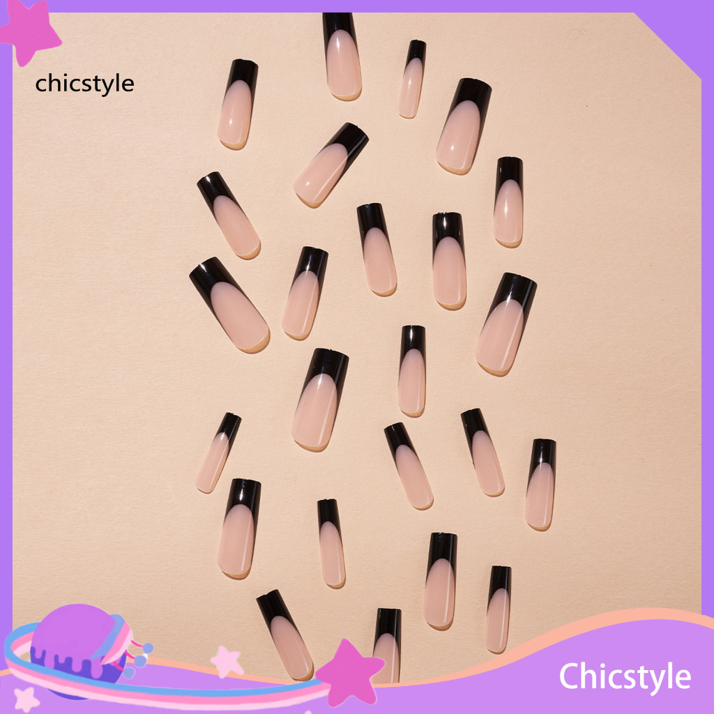 chicstyle 24pcs Elegant French Water Pipe Design Fake Nails for Stylish ...