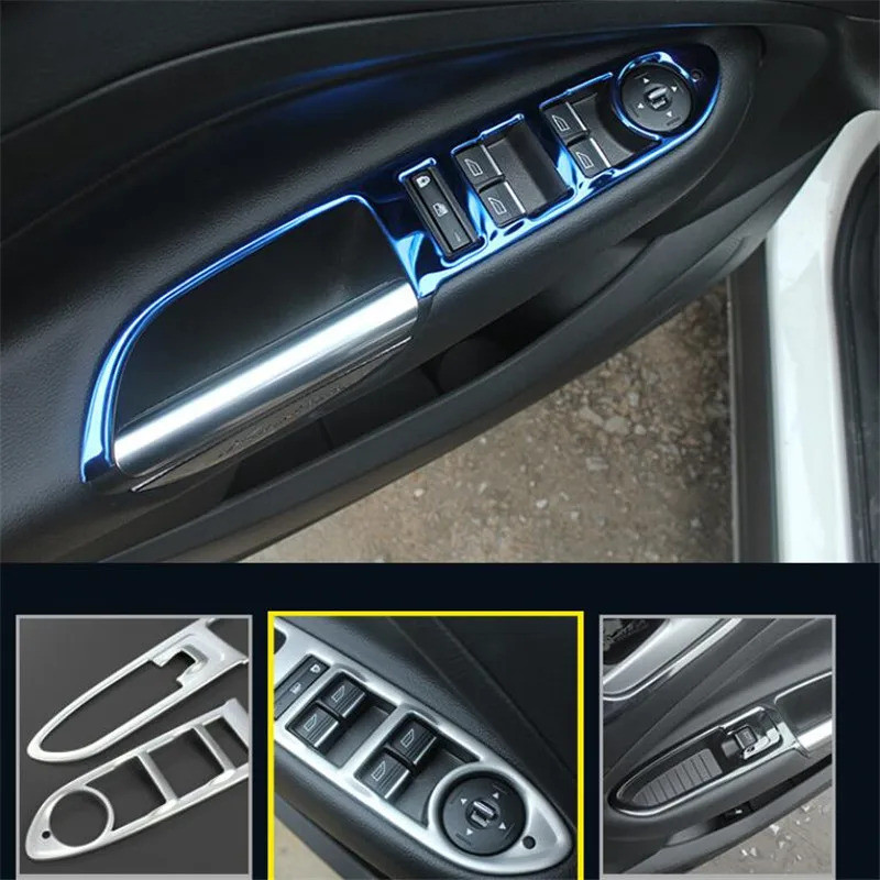 TESIN Black Interior Door Handle Cover Trim For Ford Mustang 2015+ - ABS Plastic