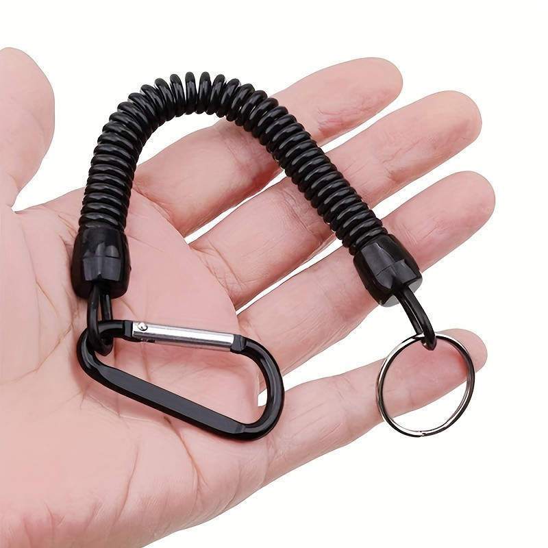 in stock Plastic Black Retractable Spring Coil Spiral Stretch Chain Key ...