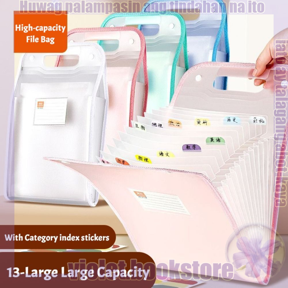 Long A4 File Folder High-capacity 13 Layers Document Bag Portable Test ...
