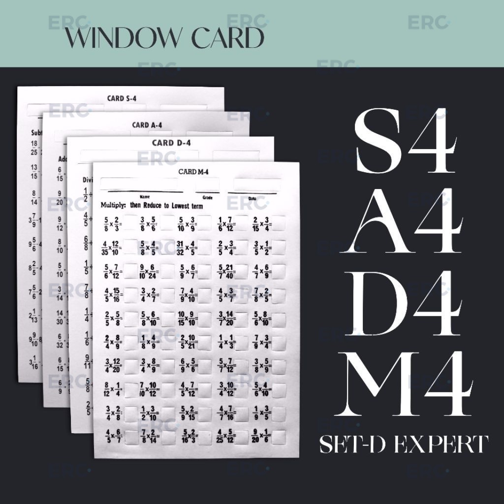 Window Card S1 S2 S3 S4 Subtraction Math Test Reusable & Durable, Garde ...