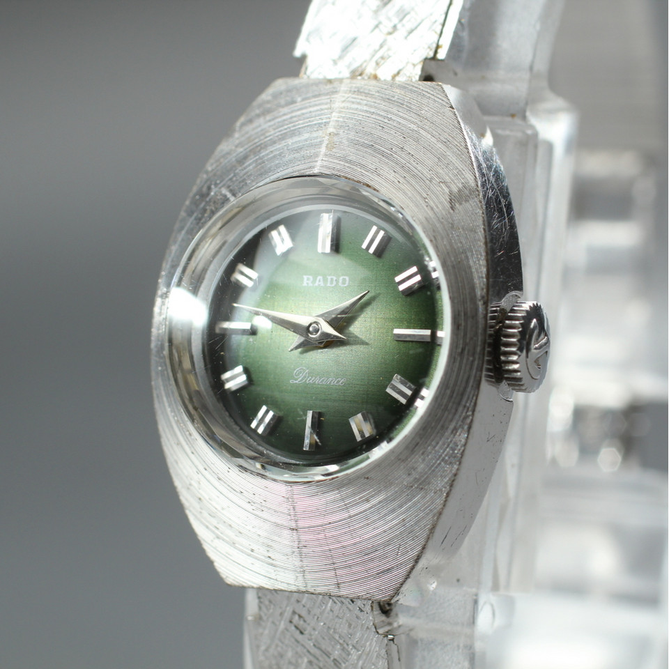 [Exc+5] Vintage RADO Durance Green Dial Oval Manual Winding 19mm Ladies ...