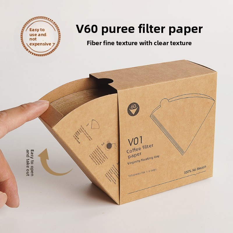 Hand-Brewed Coffee Filter Paper Conical Original Wood Pulp V60 Funnel ...