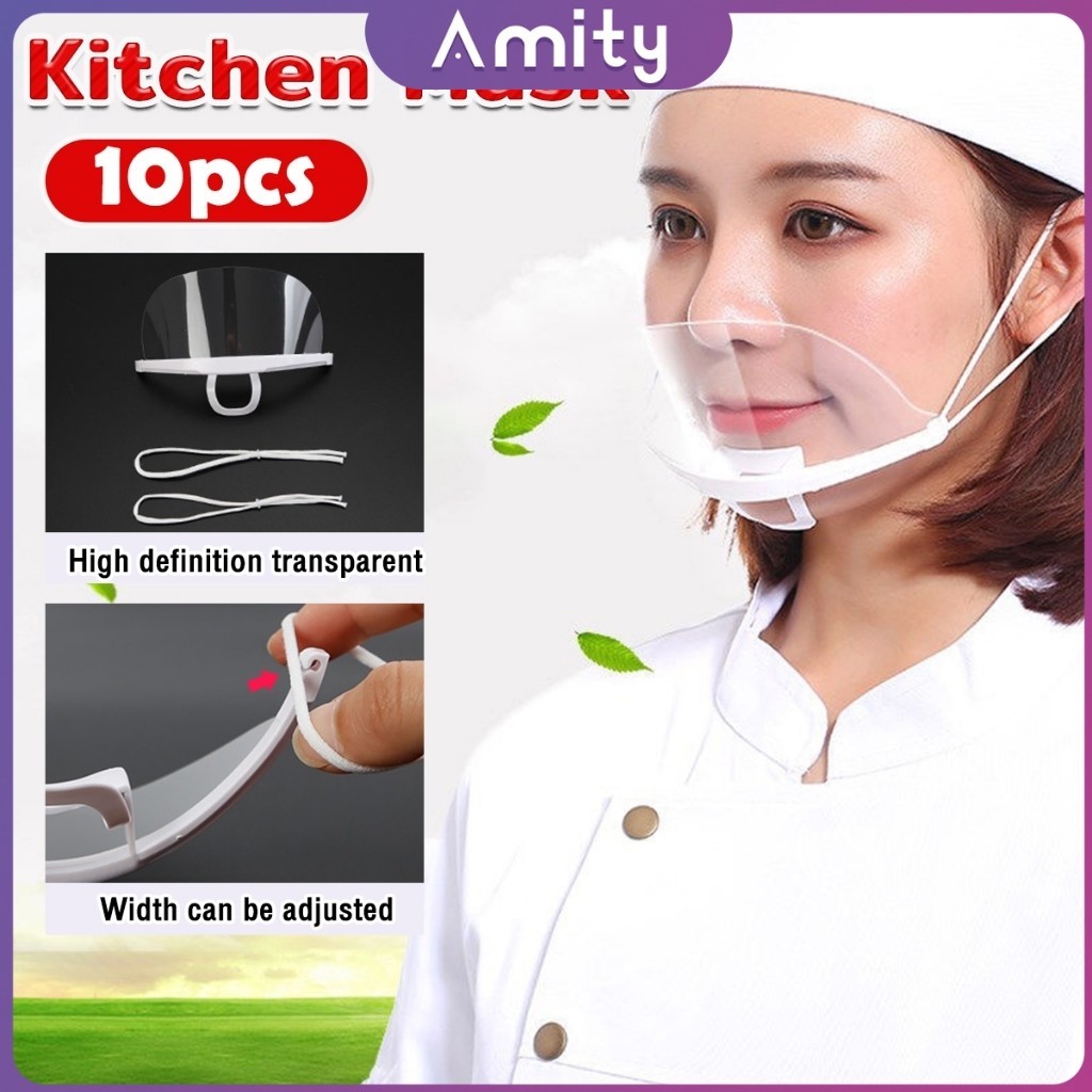 Amity Plastic Kitchen Mask Transparent Mask 10pcs Chef Masks | Shopee ...