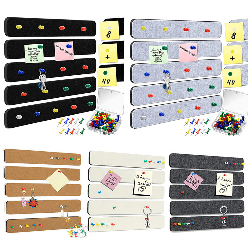 5Pcs Felt Wall Strips Pictures Notice Bulletin Pin Message Strip Notes ...