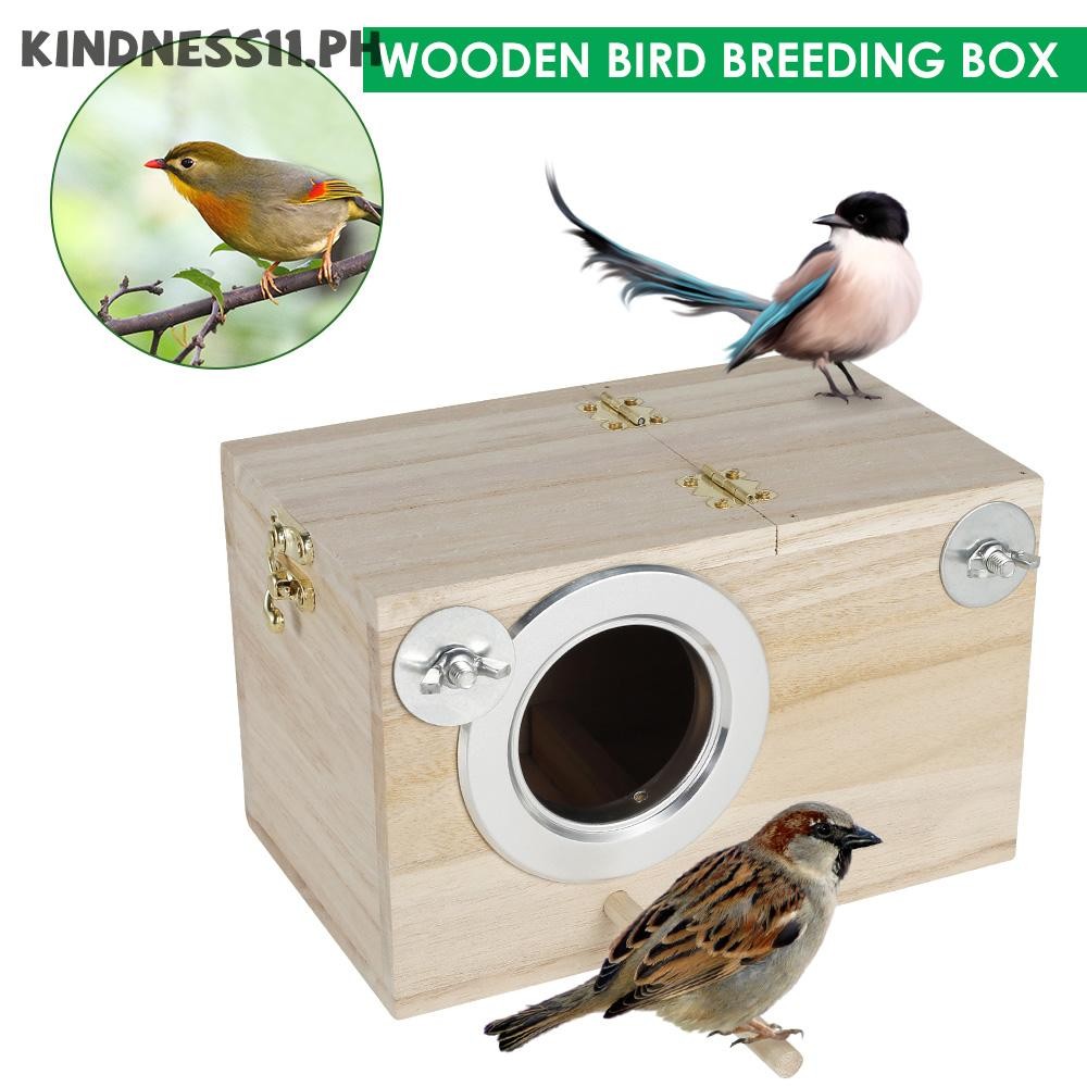 Wooden Bird Breeding Box Cage Parrot Budgie Nesting House Lovebirds ...