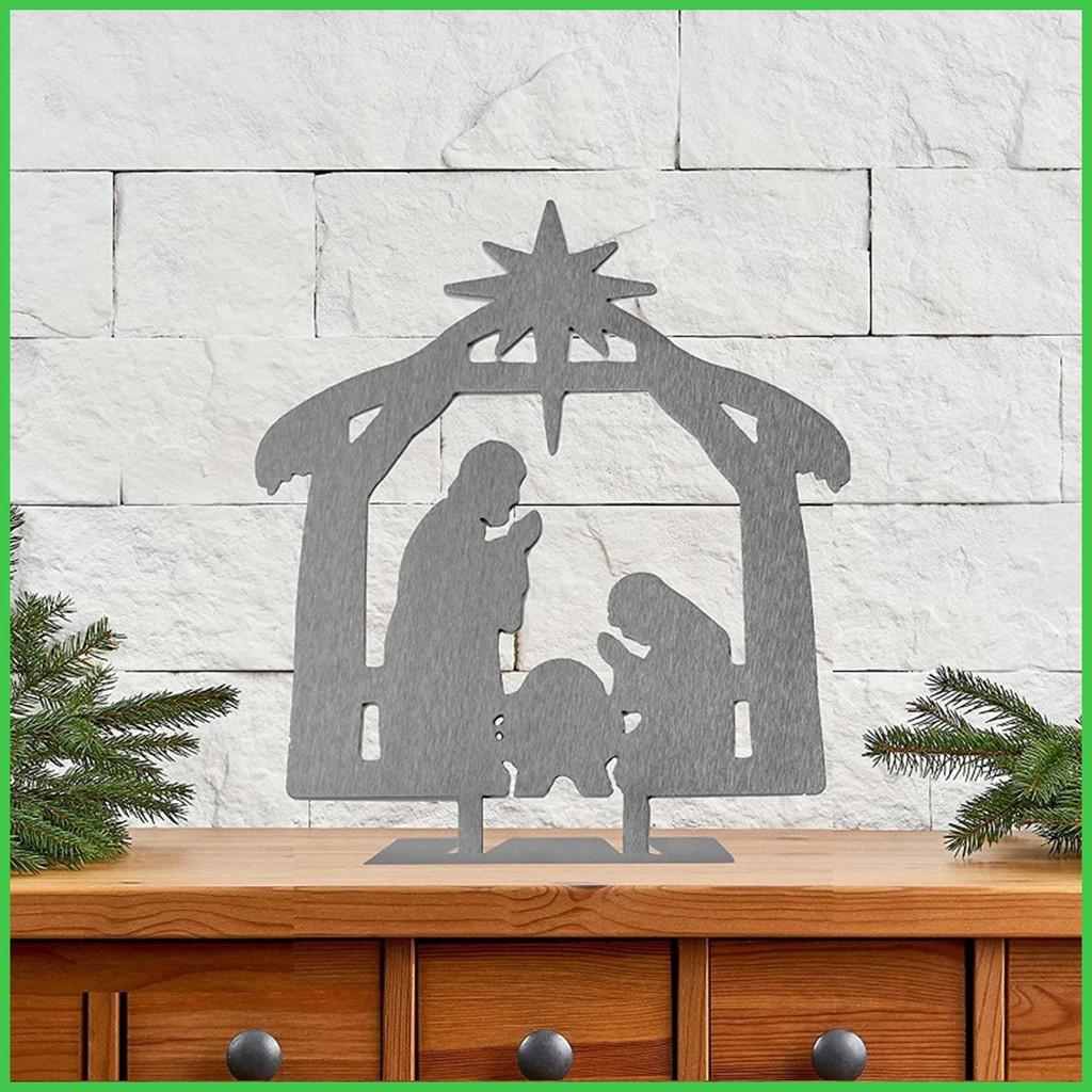 Nativity Christmas Decor Metal Sign Nativity Scene Decorations Table ...