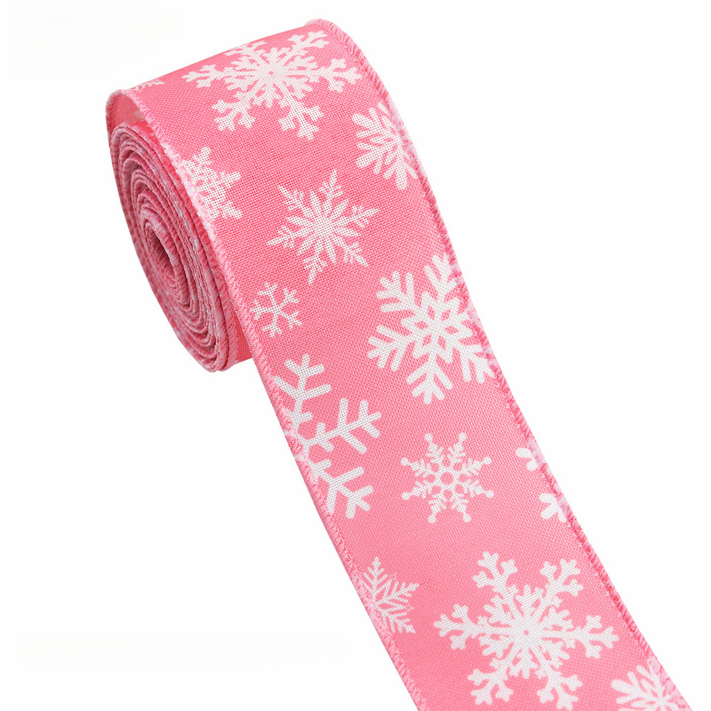 5 Yards/roll Christmas Wired Edge Ribbon Pink Winter Holiday Craft ...