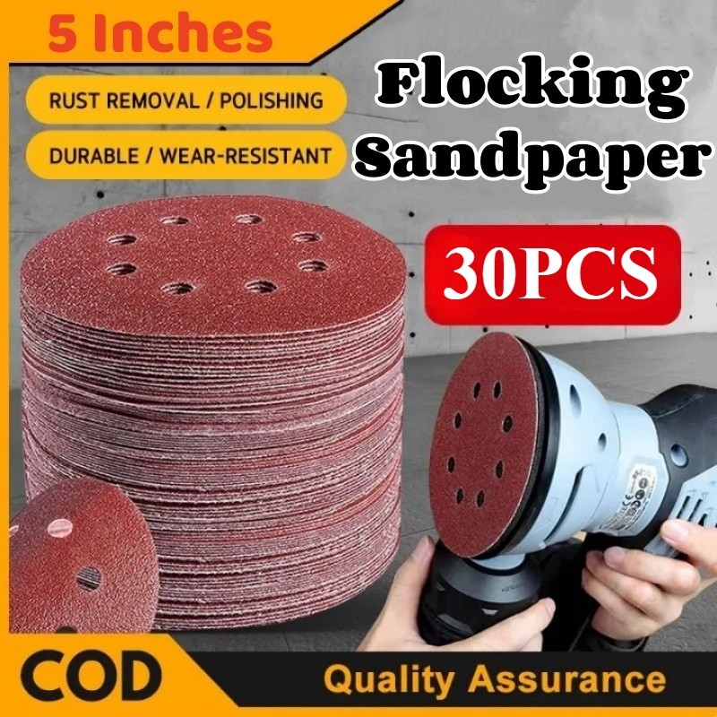 30PCS Sanding Disk 1200 Grit Sand Paper 5 Inch - 125mm Round Flocking ...