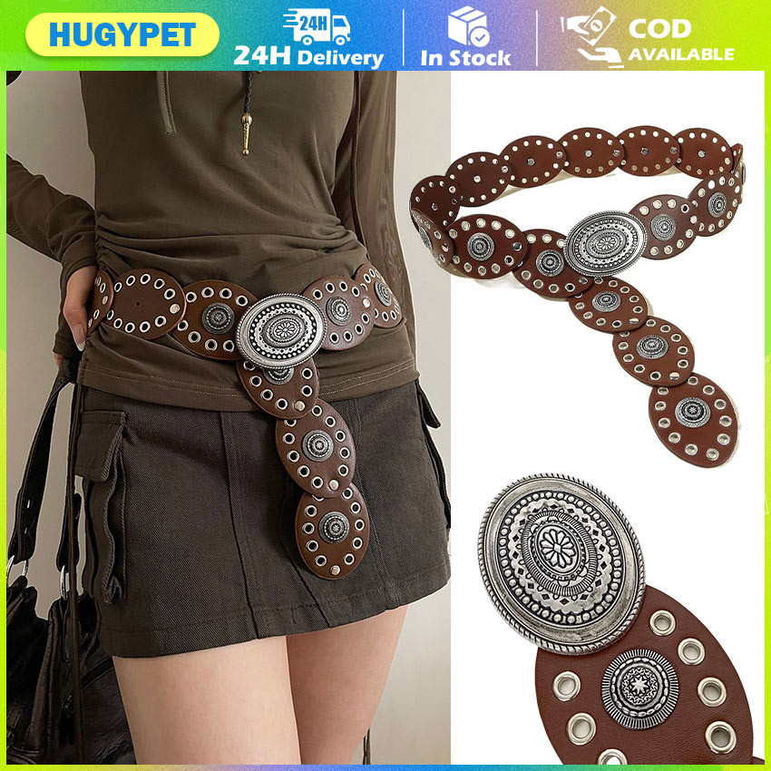 Waistband Retro PU Leather Western Cowboy Belt Bohemian Oval  display picture 1