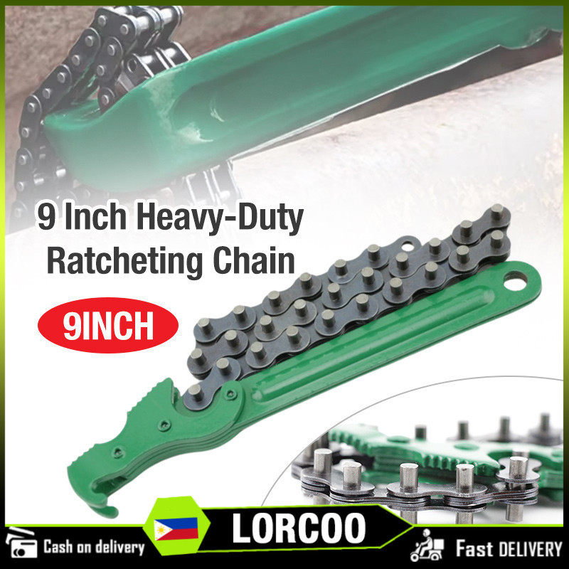 9 Inch Heavy-Duty Ratcheting Chain Wrench Oil Fuel Filter Chain Wrench Adjustable Removal Tool Pipe Fittings Tools Fit 5 Inch Diameter I2610147476
