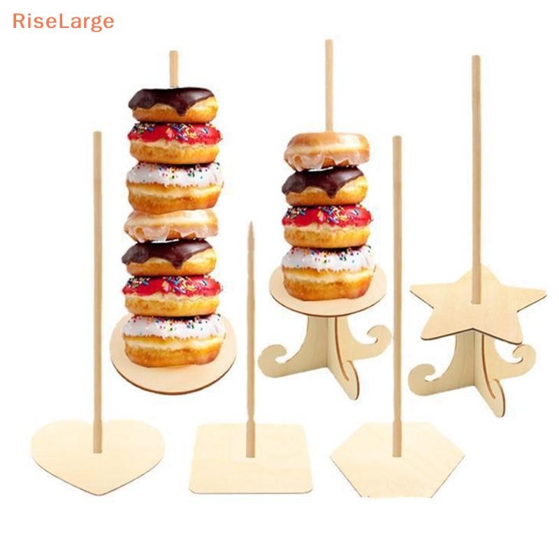[RiseLarge] Wooden Doughnut Holder Dessert Display Rack Dim Sum Bread ...