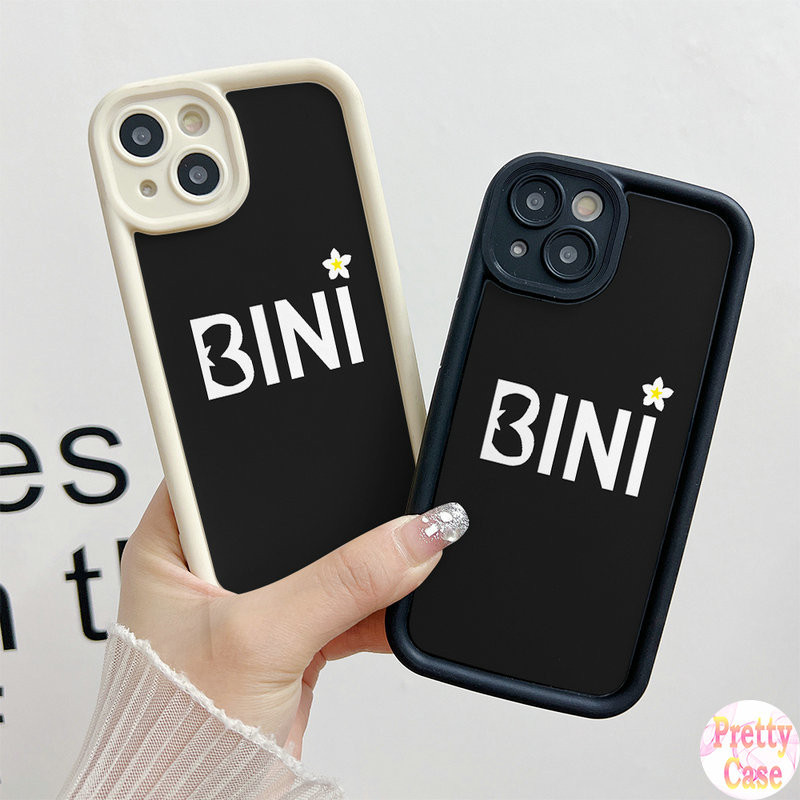 Casing Anti-fall Angel Eye Design Phone Case Motif BINI Black White Flower  Compatible for iPhone 15 14 13 12 11 Pro XR X XS Max 6S Plus SE 2020