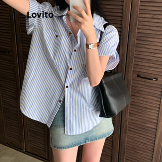 Lovito Women Button Front Roll Up Sleeve Blouse LNE24126 | Shopee ...