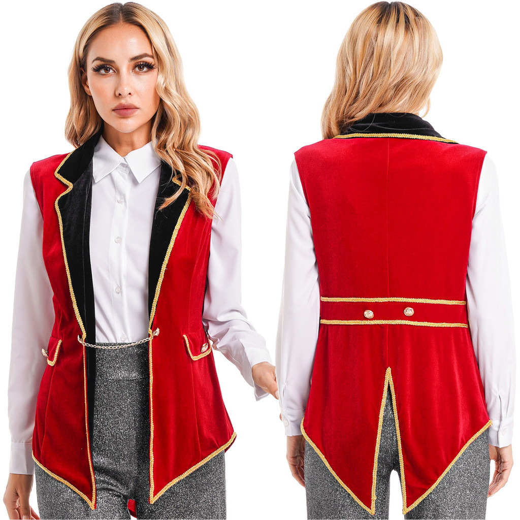 Nyeemya Ringmaster Circus domerin kostuum dames jurk pailletten dans party cosplay showman Halloween carnaval Kerstmis Dress Up, Zwart D, XXL