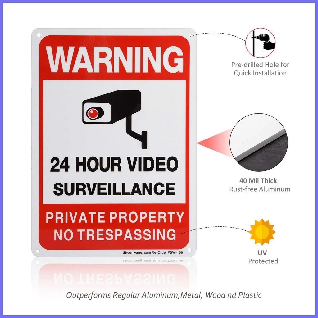 Security Signs for House Camera Recording Sign 24-Hour Video Monitoring ...
