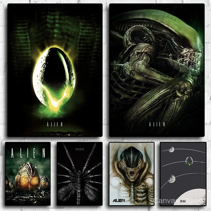 Classic Movies Retro 80s Alien Glowing Canvas Poster Prints Photo ...