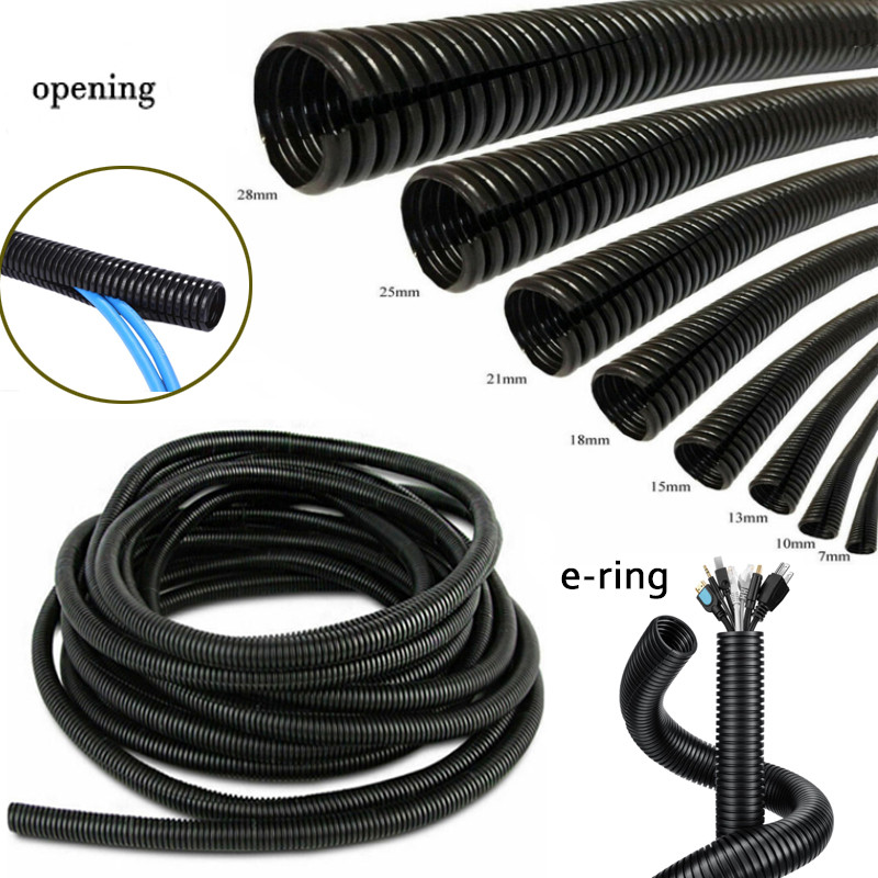 Length 1/3/6Meters OD7/10/13/15/18/21/25/28mm Split Wire Loom Conduit ...