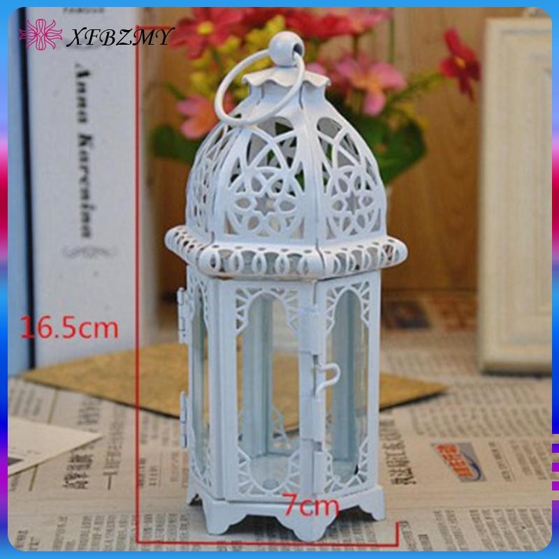 [xfbzmy] Vintage Hanging Glass Iron Art Lantern Tealight Candle Holder
